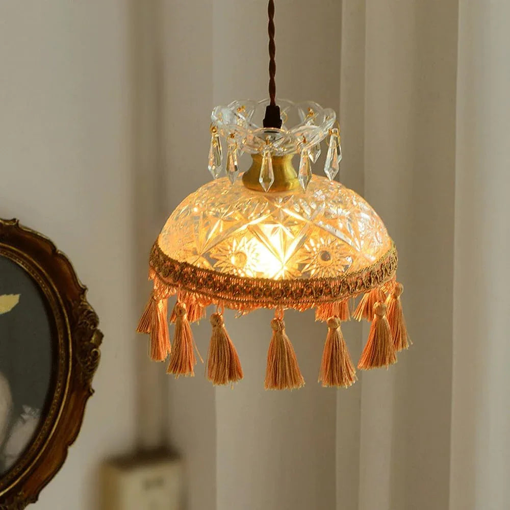 Audara-7-inch Crystal Pendant Light, Decorative Lighting Fixture, Bohemian Style, European Minimalist Style, Suitable for Bedrooms, Hotel Entryways, Kitchen Islands, and Other Scenarios.