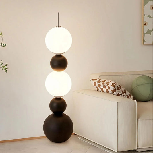 Audara-Creative Spherical LED Floor Lamp Black White Metal Standing Lamp H57.09in Corridor Living Room Bedroom Torchiere Showroom Dining Room Backdrop Decoration Lighting Fixture