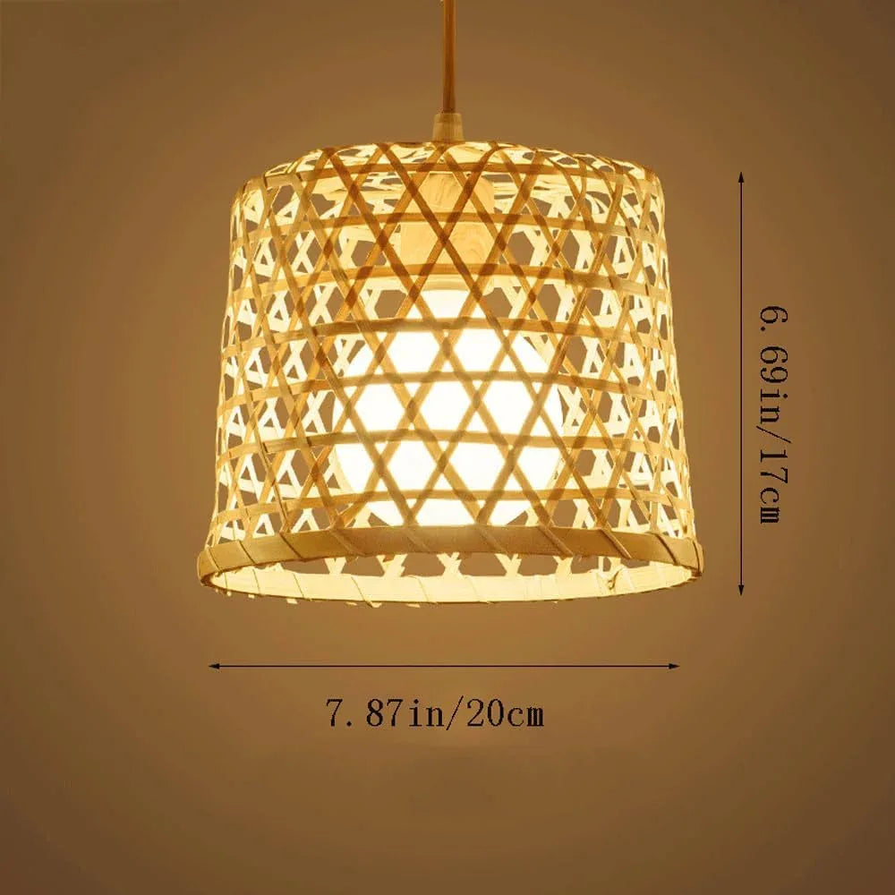 Audara-8-inch Handcrafted Bamboo Pendant Light Bohemian, Wabi-Sabi, Nordic Multi-Style Ceiling Light Fixture Suitable for Bedrooms, Hotels, Study Rooms, Dining Areas, Entryways, and More Retro Lamp