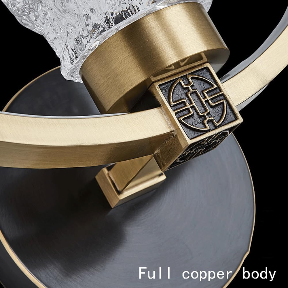 Audara-New Chinese Style Full Copper Wall Lamp Modern New Style Chinese Style Zen Wall Lights Bedroom Living Room Crystal Sconces Entryway Bedside Backdrop Mounted Lighting Fixture