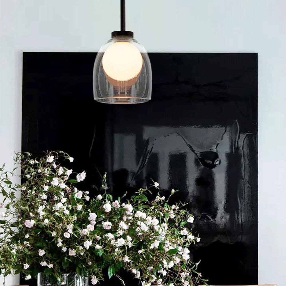 Audara-7-inch Glass Pendant Lights in A Smoky Gray Gradient, Featuring A Modern Minimalist European Style. Suitable for Bedrooms, Hotels, Cafes, Restaurants, Entryways, and Other Spaces