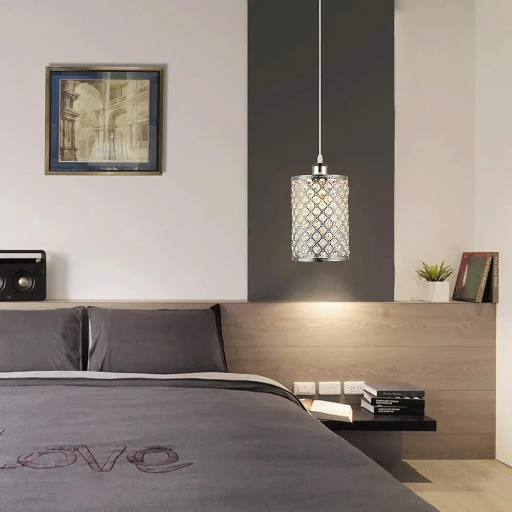 Audara-Diamond Crystal Pendant Light, Small Hanging Decorative Light Fixture, Modern Minimalist Style, Bohemian Style, Suitable for Bedrooms, Hotel Rooms, Kitchen Islands, Entryways, Etc