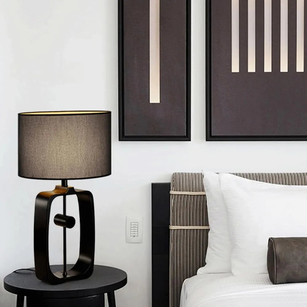 Audara-New Chinese Zen Living Room Hotel Desk Light Classical Elegant Metal Black Fabric Desk Lamp Study Room Teahouse Bedroom Bedside Table Lamp B&B Coffee Shop Mall Showcase Lighting Fixture