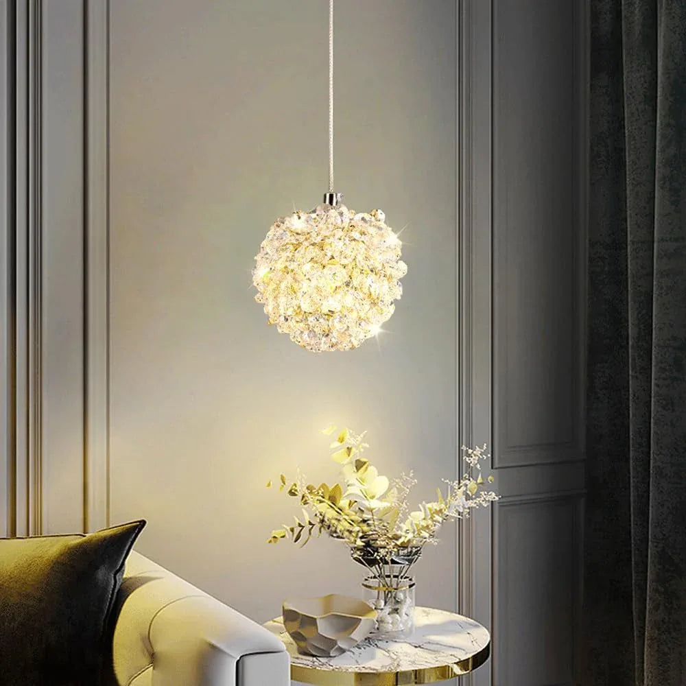 Audara-5-inch Lychee-Shaped Crystal Chandeliers Can Be Installed in Various Spaces Such As Bedrooms, Hotels, and Kitchen Islands. Glass Round Chandelier for Living Room in Minimalist European Style.