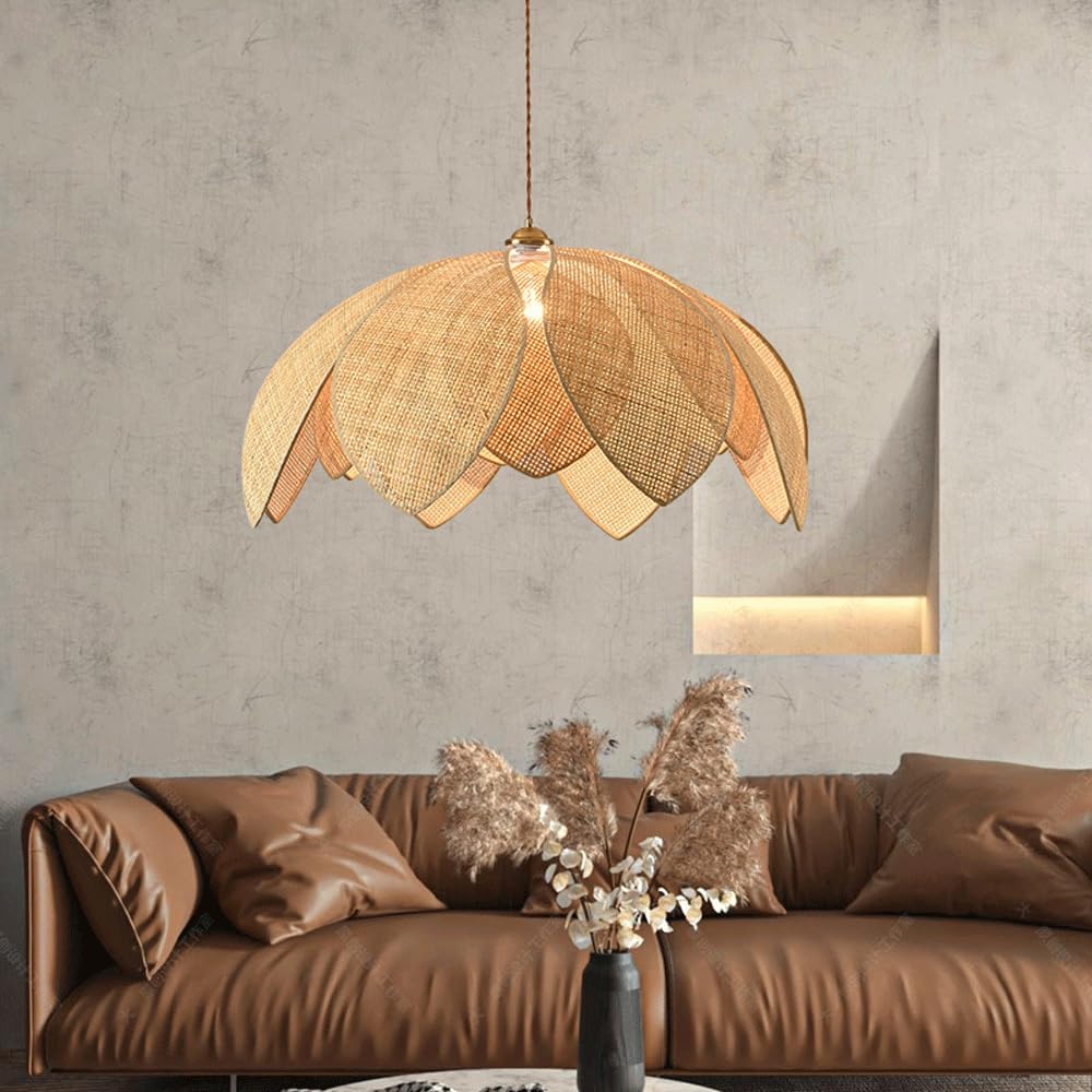 Audara-26in Woven Pendant Light Rattan Bohemian Wabi-Sabi Tropical Multi-Style Ceiling Light Fixture Suitable for Bedrooms, Hotels, Study Rooms, Dining Areas, Entryways, and More Retro Lamp