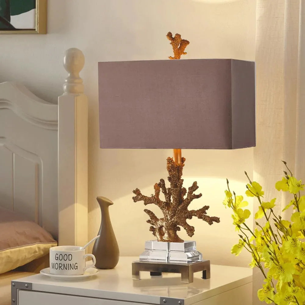 Audara-American Luxury Coral Shaped Resin Crystal Desk Light Creative Hotel Study Room Desk Lamp Tea House Restaurant Coffee Shop Table Lamp Villa Club Decoration Lighting Fixture