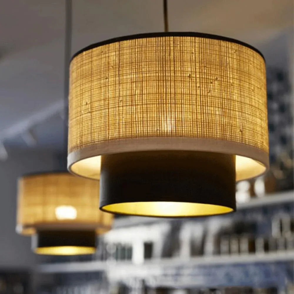 Audara-16-inch Boho Light Fixtures Ceiling Featuring A Woven Pendant Light Crafted From A Blend Of Metal And Linen Fabric Suitable For Various Spaces Including Bedrooms,hotels, And Studies Pendant Cha