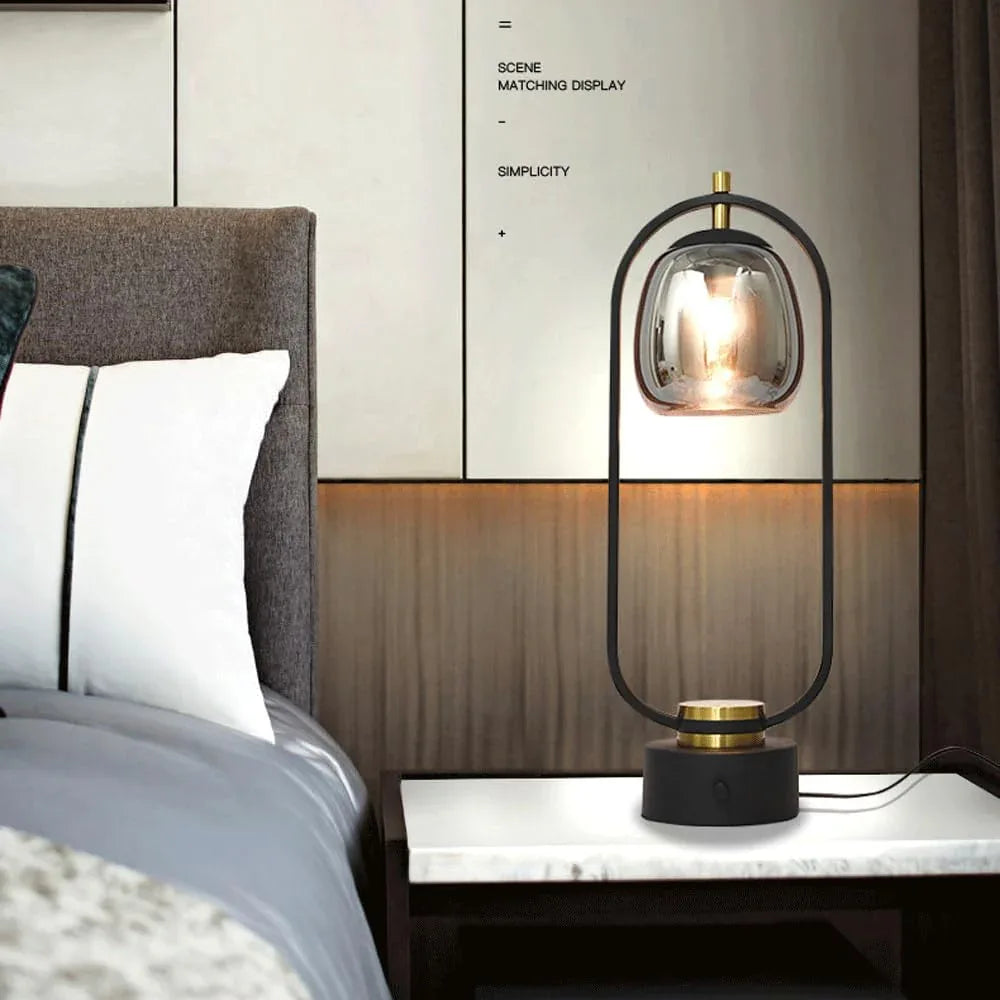 Audara-Classic Retro Bedroom Bedside Read Desk Light Creative Single Head Glass Metal Desk Lamp Living Room Study Work Table Lamp Apartment Hotel Office Model Home Lighting Fixture