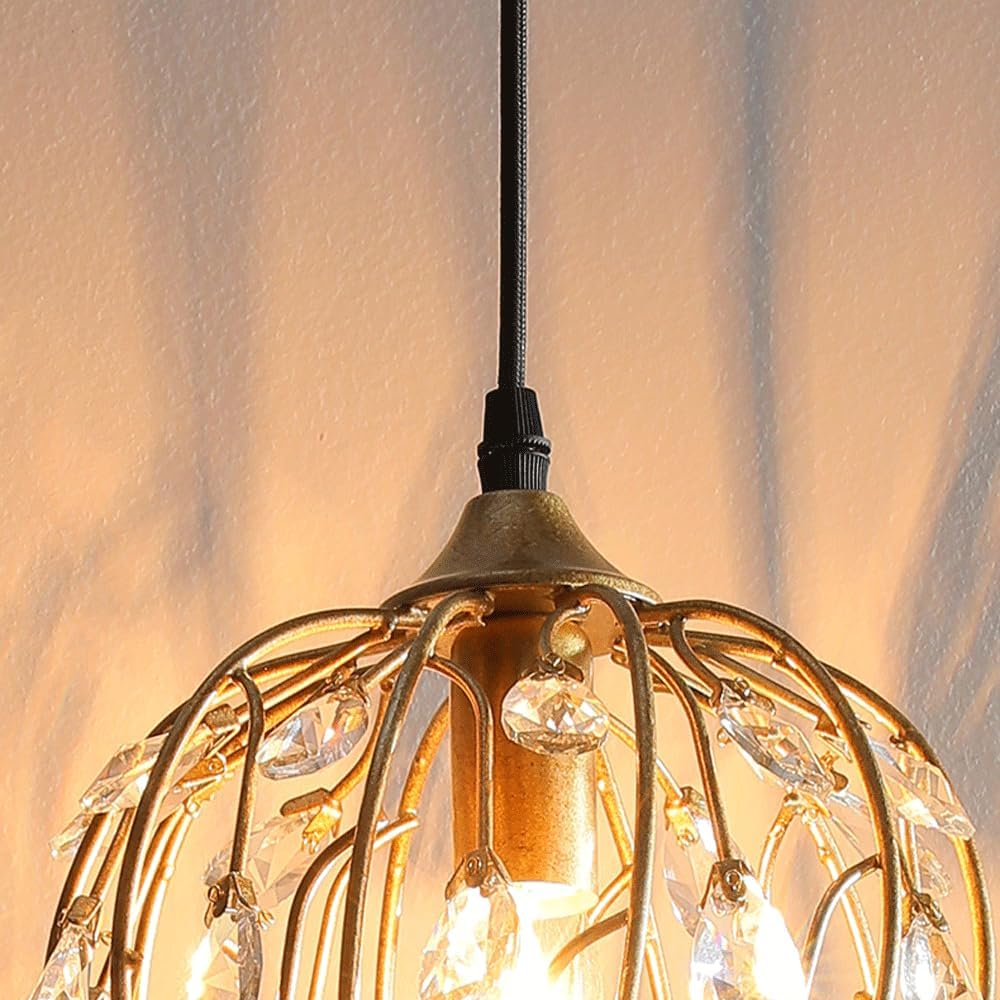 Audara-Crystal Pendant Light, 9 Inches In Diameter, Bohemian Style, Creative Decorative Light Fixture That Easily Adapts To Various Spaces: Bedroom, Hotel, Study, Living Room, Kitchen Island, Entryway