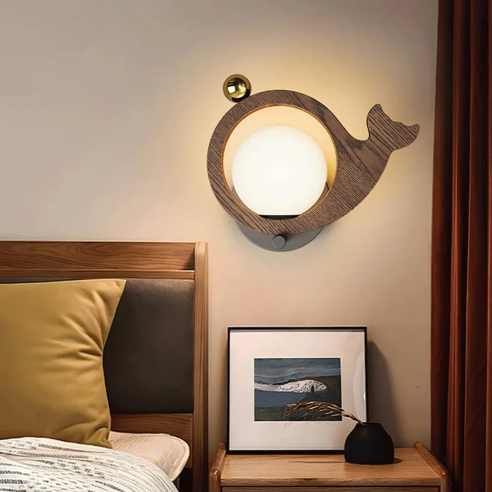 Audara-Scandinavian Simple Wall Lamp Bedroom Bedside LED Wall Lights Modern Creative Individuality Log Sconces Children's Room Balcony Study Room Mounted Lighting Fixture