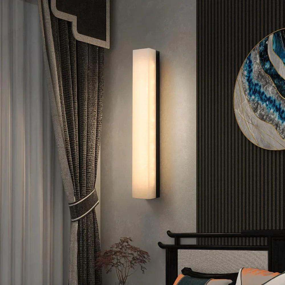 Audara-New Chinese Marble Wall Lamp Modern Light Luxury Bedside Wall Lights Living Room Background Wall Full Copper Sconces Aisle Corridor Entrance Mounted Lighting Fixture
