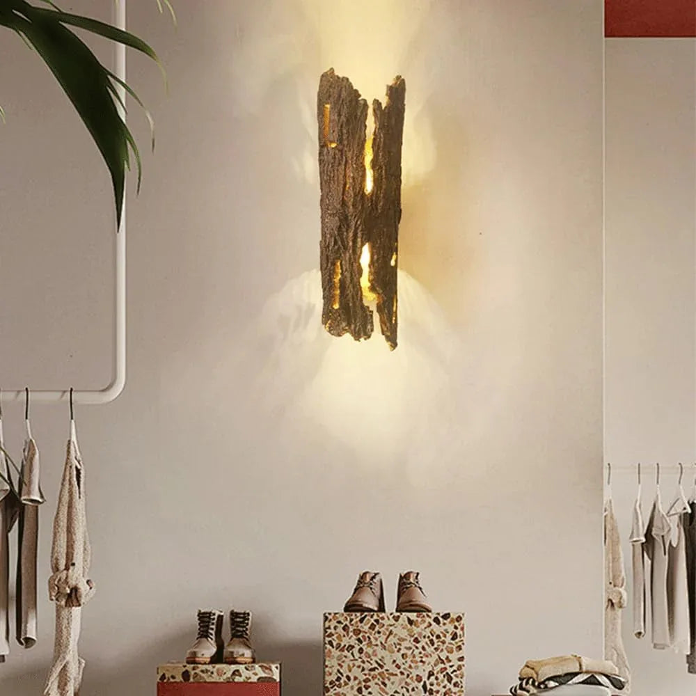 Audara-Faux Natural Resin Wall Lamp Bedroom Bedside Decorative Wall Lights Japanese Wabi-sabi Style Art Sconces Living Room B&B LED Mounted Lighting Fixture