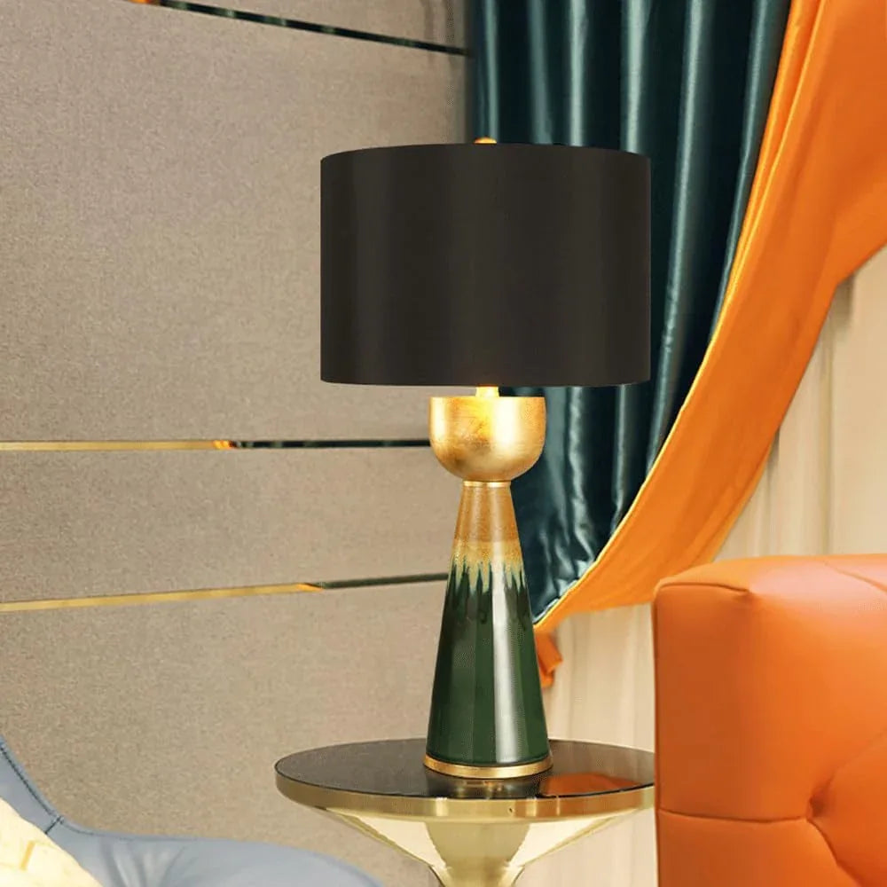 Audara-Luxury Simple Bedroom Bedside Living Room Desk Light American Style Model House Backdrop Decoration Desk Lamp High-end Fabric Ceramic Table Lamp Villa Club Showcase Lighting Fixture