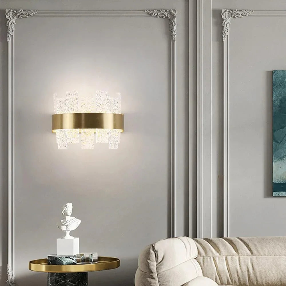 Audara-Backdrop Creative European Style Wall Lamp Modern Simple Gold Glass Wall Lights American Industrial Style LED Sconces Bedroom Living Room Decoration Mounted Lighting Fixture