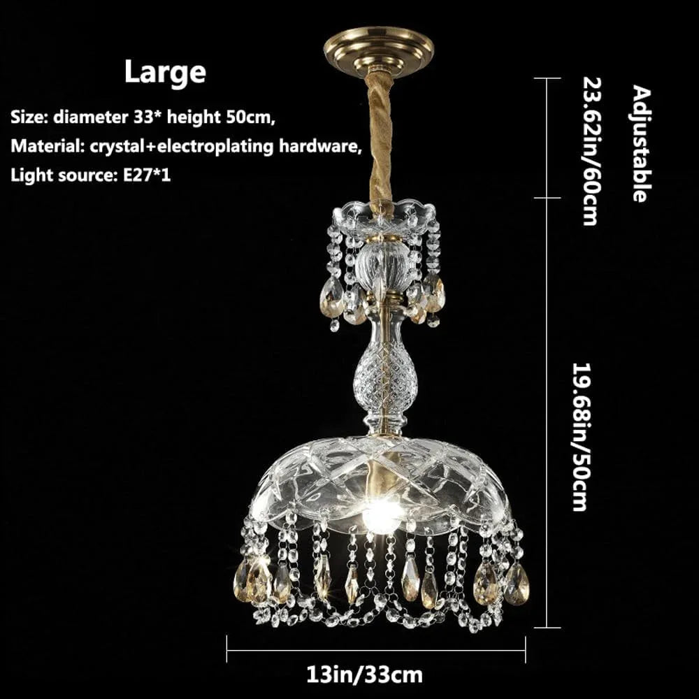 Audara-Simple Personalized Glass Bedroom Pendant Lightled French Creative Crystal Flower Study Lighting Fixturese Handmade Stringing Aisle Chandeliers Scandinavian Hotel Living Room Bedside HangingLamp