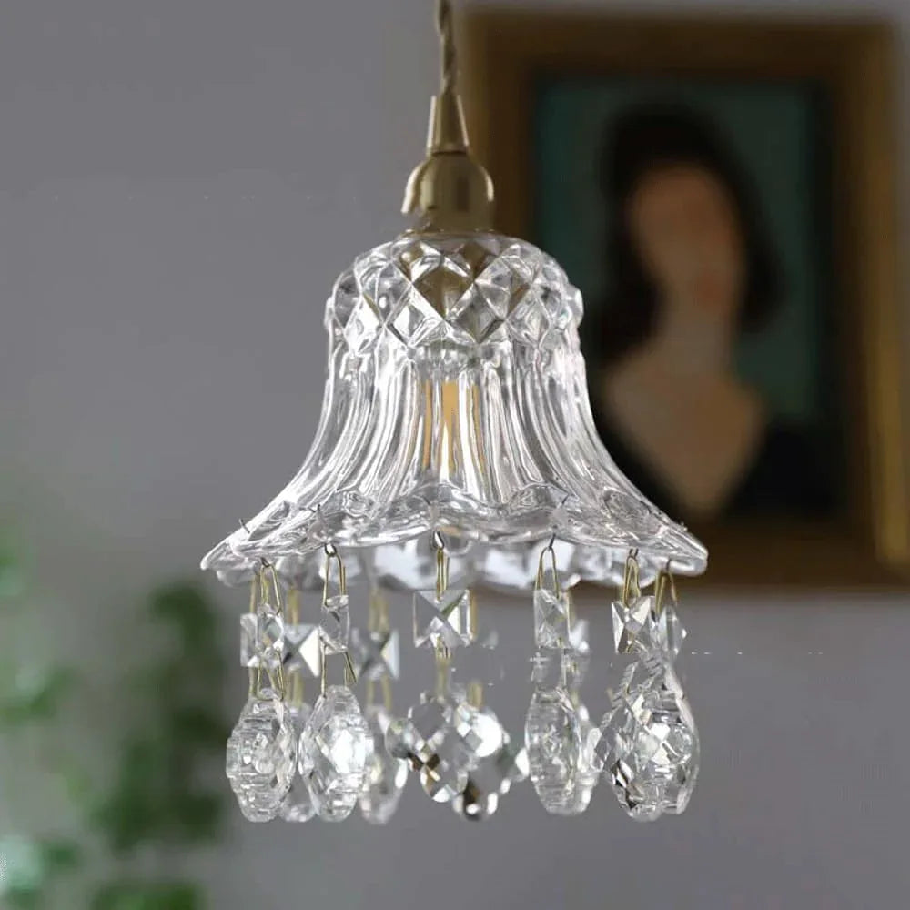 Audara-Crystal Pendant Light, 6-inch, Bohemian Style, Minimalist Design, Versatile Lighting Fixture Suitable for Living Rooms, Cafes, Dining Rooms, Kitchen Islands, and Entryways.