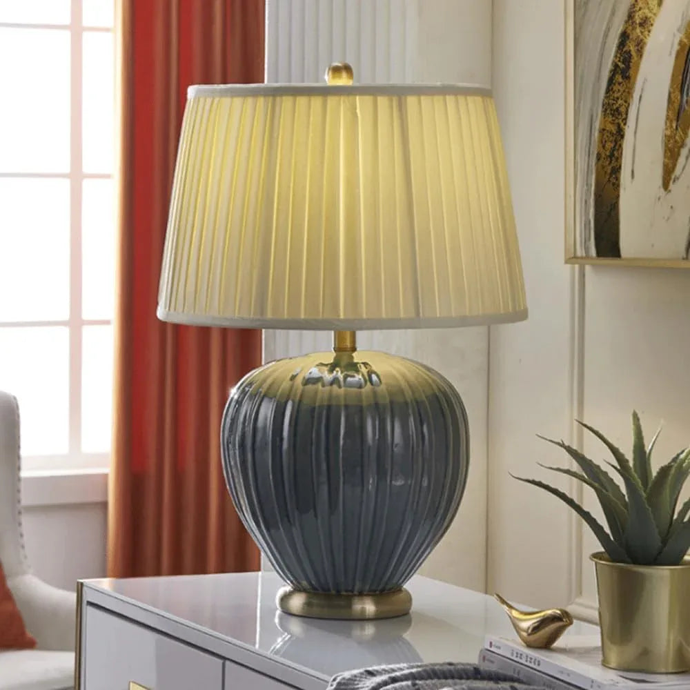 Audara-New Chinese Living Room Restaurant Hotel Front Desk Light American Simple Bedroom Bedside Reading Desk Lamp Warm Ceramic Fabric Table Lamp Club Mall Front Desk Cafe Lighting Fixture