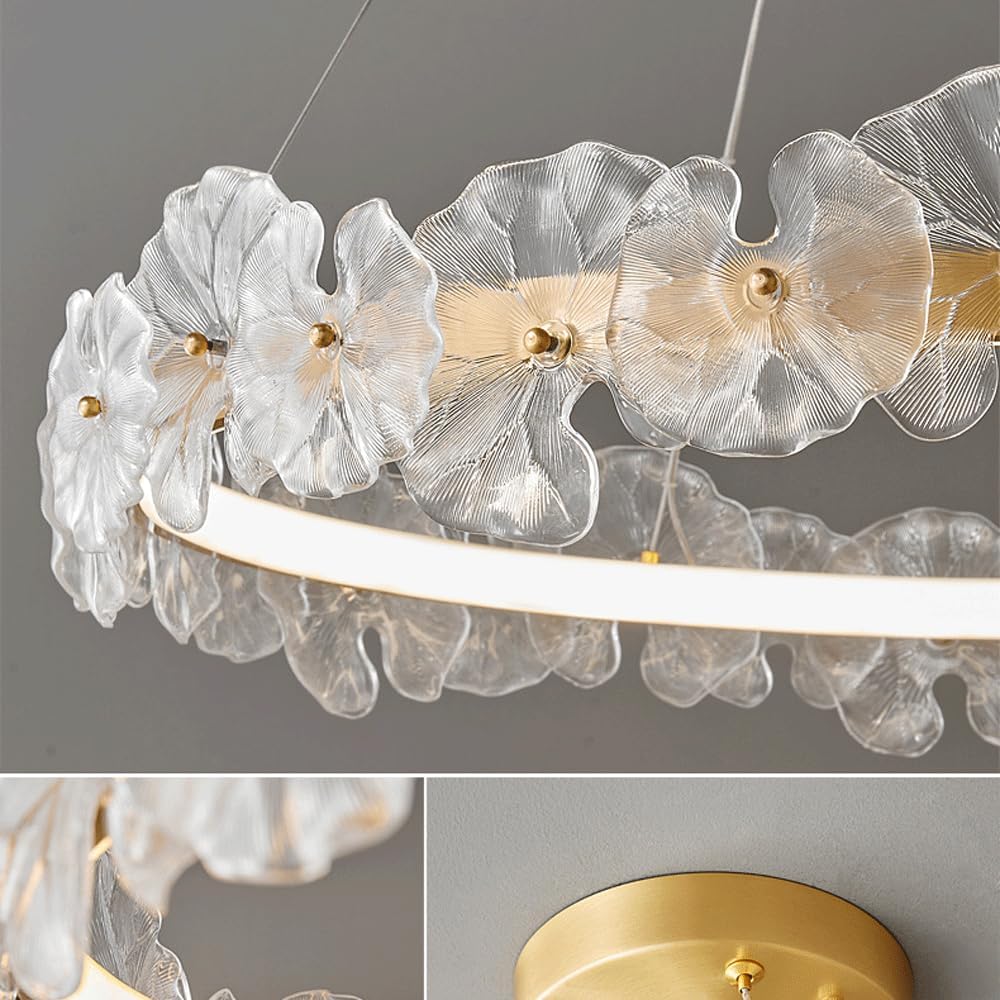 Audara-16-inch Crystal Chandeliers With 3-color LED Strips European Modern-style Chandeliers For Living Rooms Suitable For Bedrooms, Studies, Hotels, Kitchens, And Island Ceiling Lights Glass Chandeli
