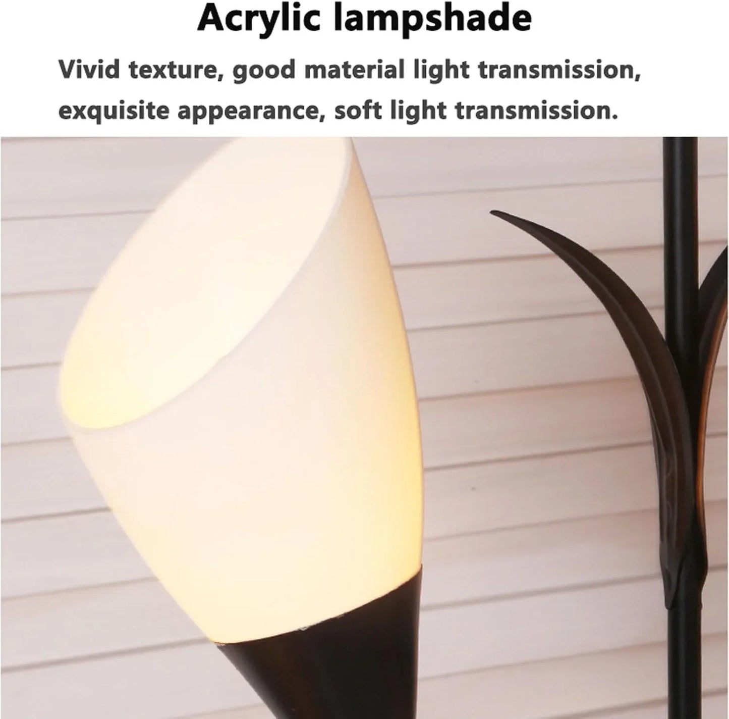 Audara-Creative Simple Study Bedroom Floor Lamp Black E26 5 Light Source Tri-Color Dimming Metal Acrylic Standing Lamp H66in Living Room Couch Side Torchiere Villa Club Dining Room Lighting Fixture