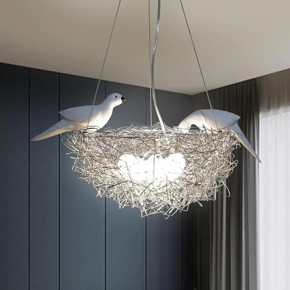 Audara Bird Nest Aluminum Pendant Light | 5/8-Light Creative Art Chandelier | Farmhouse Rustic Hanging Lamp for Dining Room Kitchen Bedroom