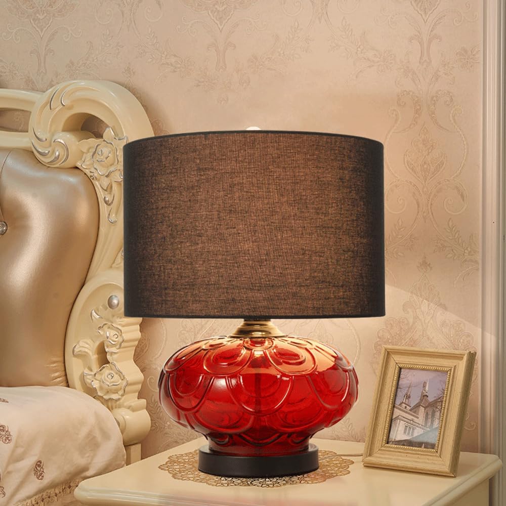 Audara-Modern Simple Bedroom Bedside Desk Light European Glass Fabric Desk Lamp Living Room Study Apartment Table Lamp Villa Model House Farmhouse Restaurant Showroom Lighting Fixture