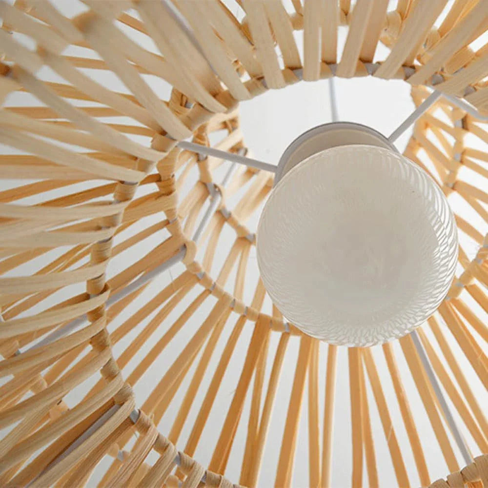 Audara-22-inch Woven Pendant Light Metal Frame Paired with Rattan Fresh and Elegant Appearance Retro Without Being Old-Fashioned Bohemian, Wabi-sabi, Tropical—a Multi-Style Ceiling Light Fixture