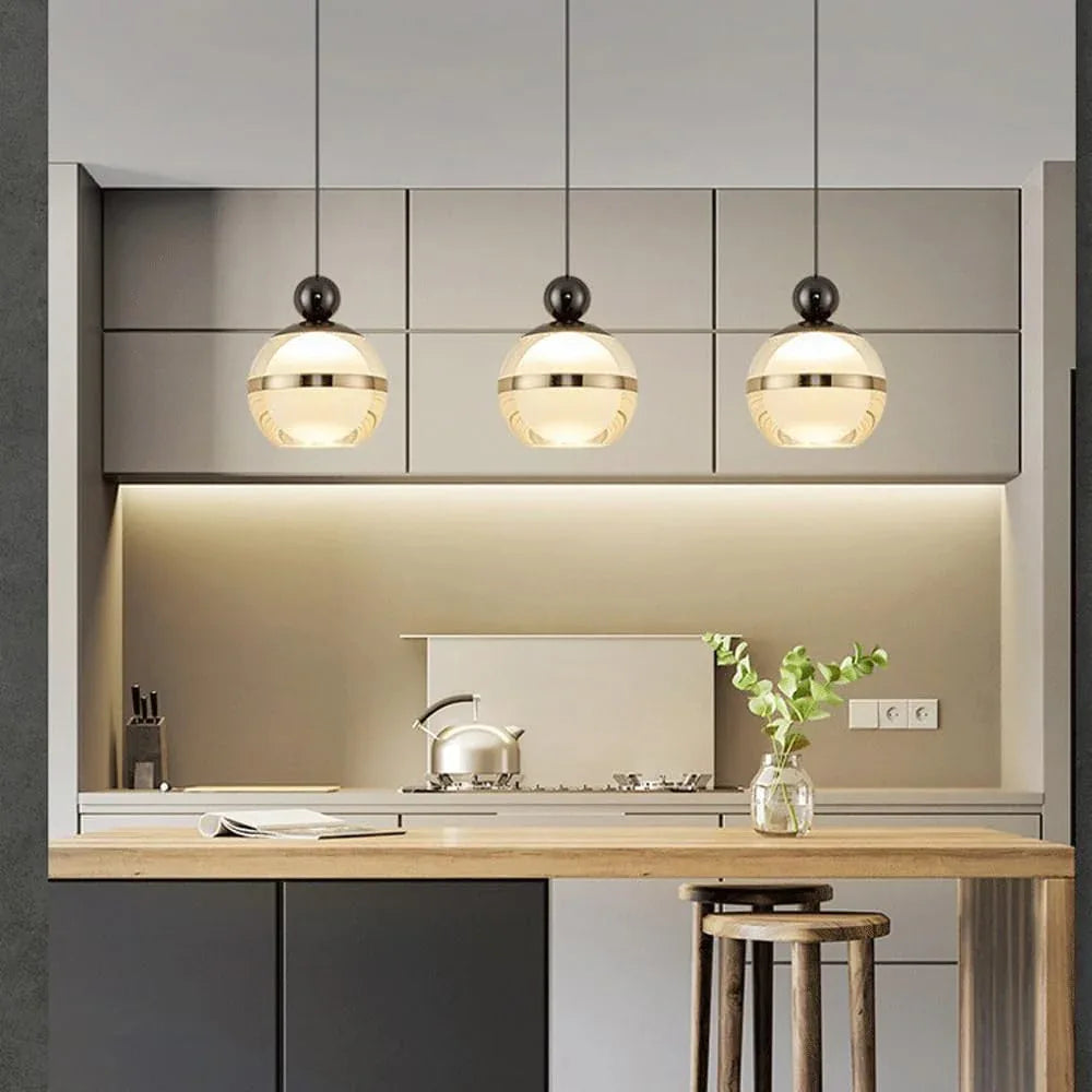 Audara-Modern Simple Acrylic Spherical Pendant Light Creative Luxury Bedroom Bedside Hanging Lamp Sofa Background Decoration Dimmable Iron Chandeliers Restaurant Hotel Front Desk Lighting Fixture