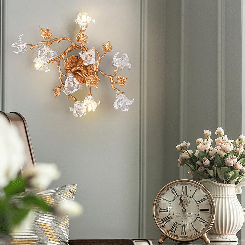 Audara-Postmodern Light Luxury Full Copper Wall Lamp Simple Living Room Background Wall Lights Creative Bedside Lamp Corridor Mounted Luxury Fashion Crystal Lighting Fixture