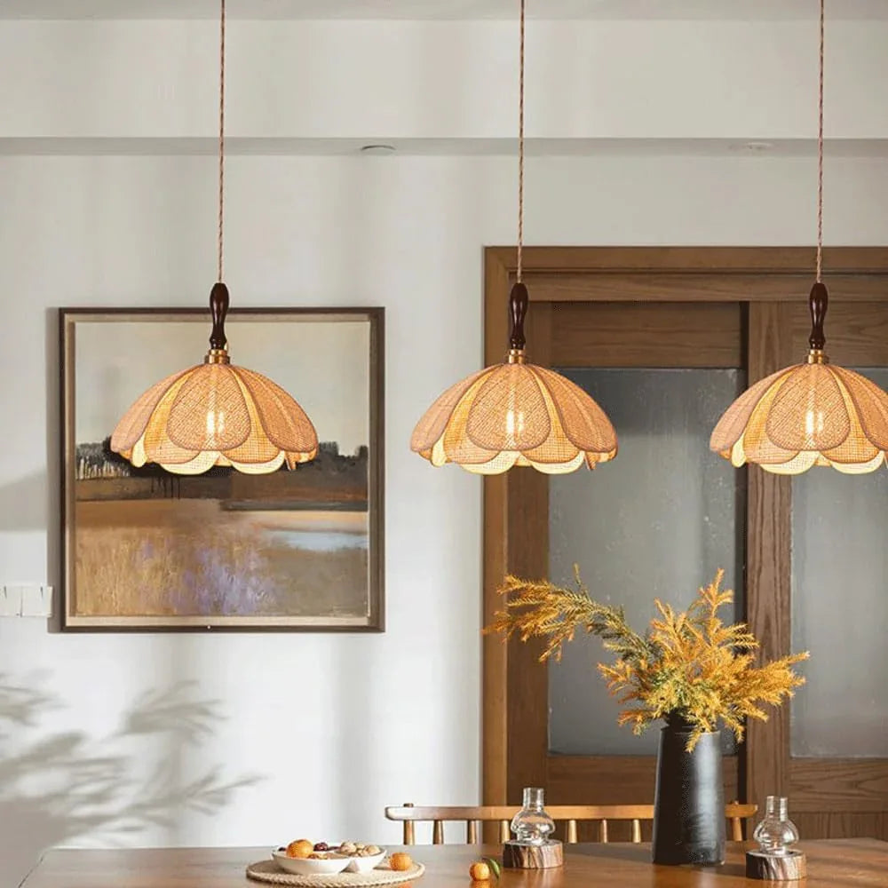 Audara-12-inch Boho Light Fixtures Ceiling Handcrafted Rattan Woven Pendant Light in Bohemian Style Suitable for Bedrooms, Hotels, Studies, and Various Spaces Pendant Chandelier