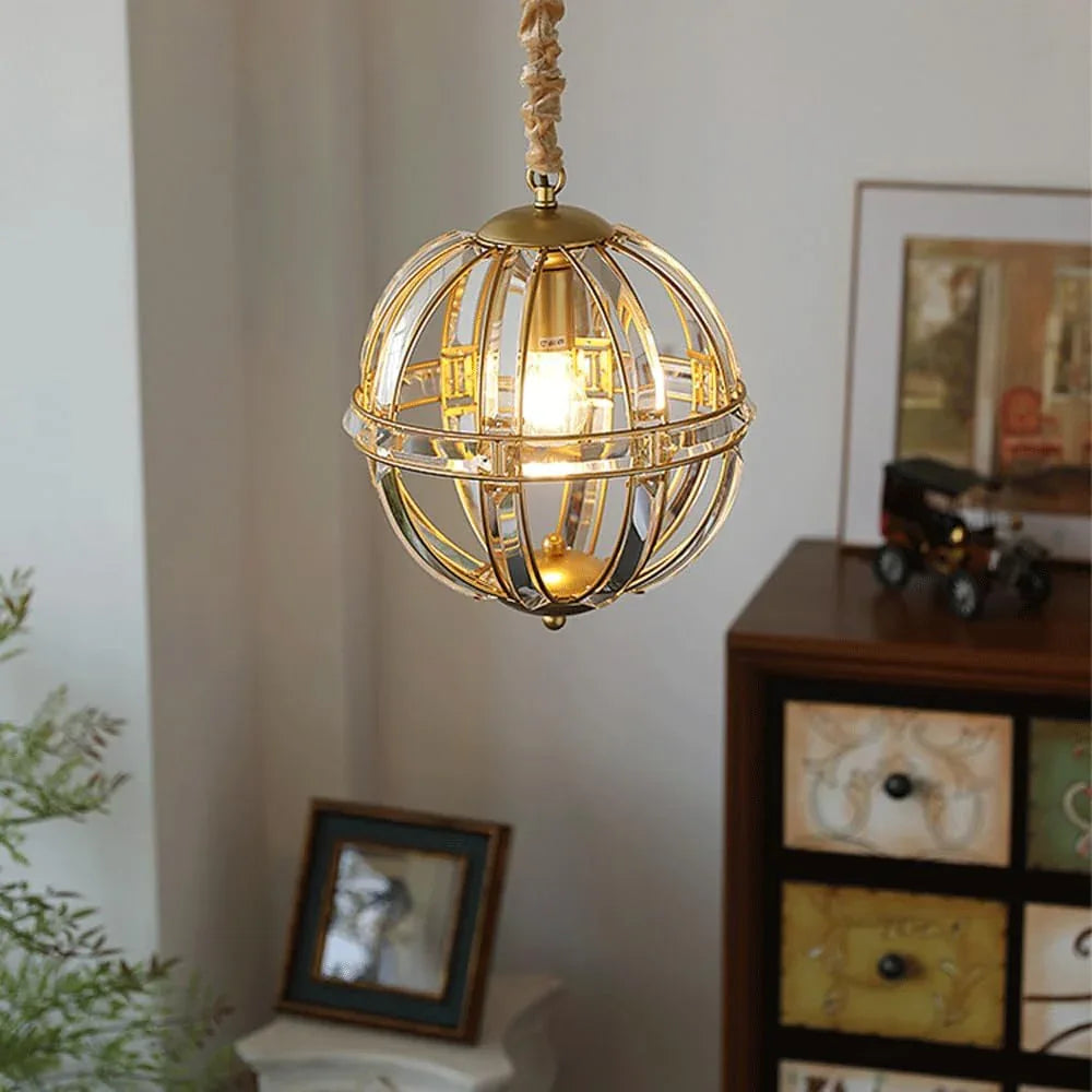 Audara-12-inch Diameter Crystal Pendant Light, Spherical Decorative Lamp, Bohemian Style, European Minimalist Style, Suitable for Bedrooms, Hotels, Entryways, Kitchen Islands, and Other Scenarios.