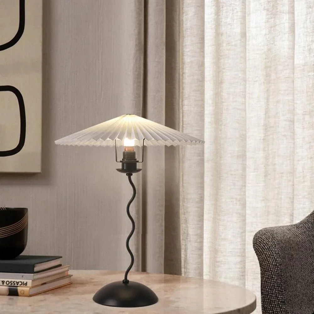 Audara-Simple Designer Study Office Desk Light Warm Hardware Pleat Desk Lamp Hotel Reception Villa Florist Cafe Library Lighting Fixture Dormitory Apartment Bedroom Bedside Table Lamp
