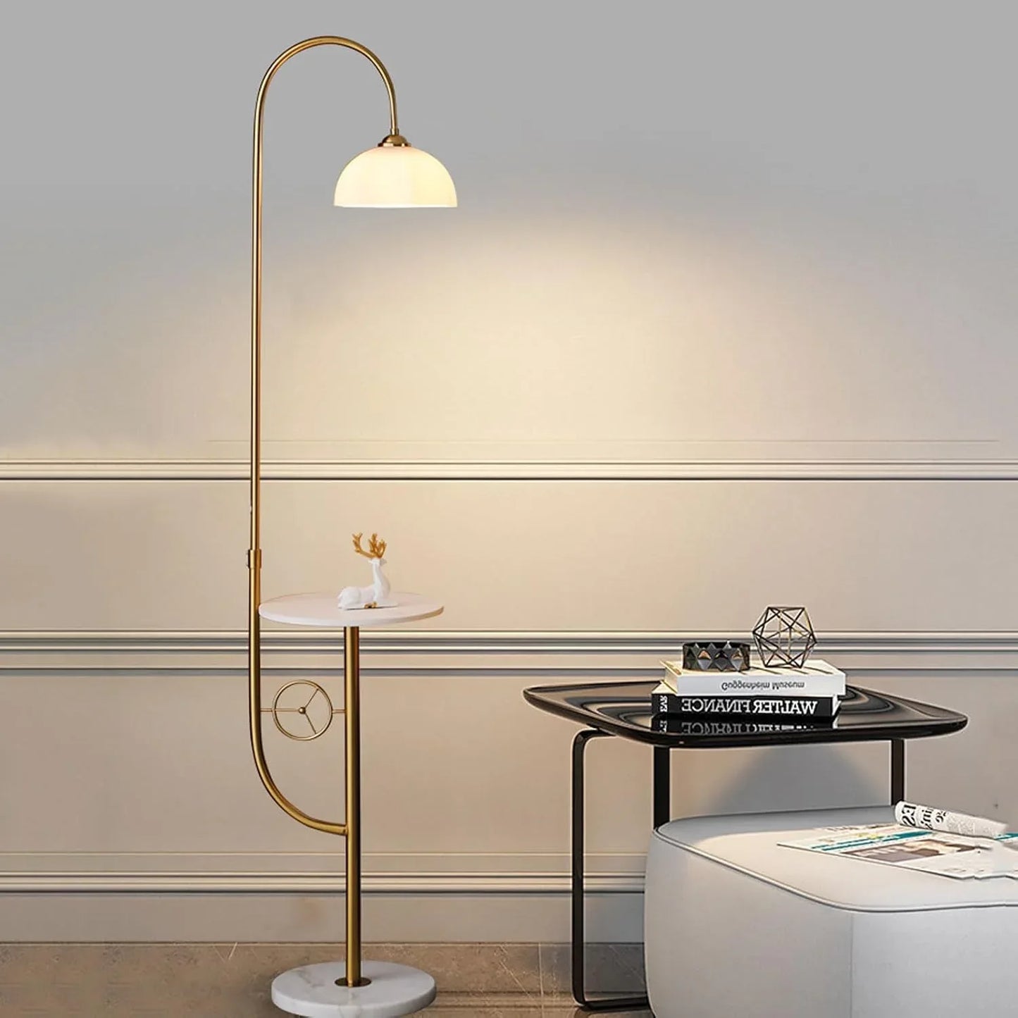 Audara-Simple with Coffee Table Living Room Floor Lamp E26 Single Light Source Tri-Color Dimming Metal Standing Lamp Study Room Bedroom Model House Torchiere Villa Rural Cafe Lighting Fixture
