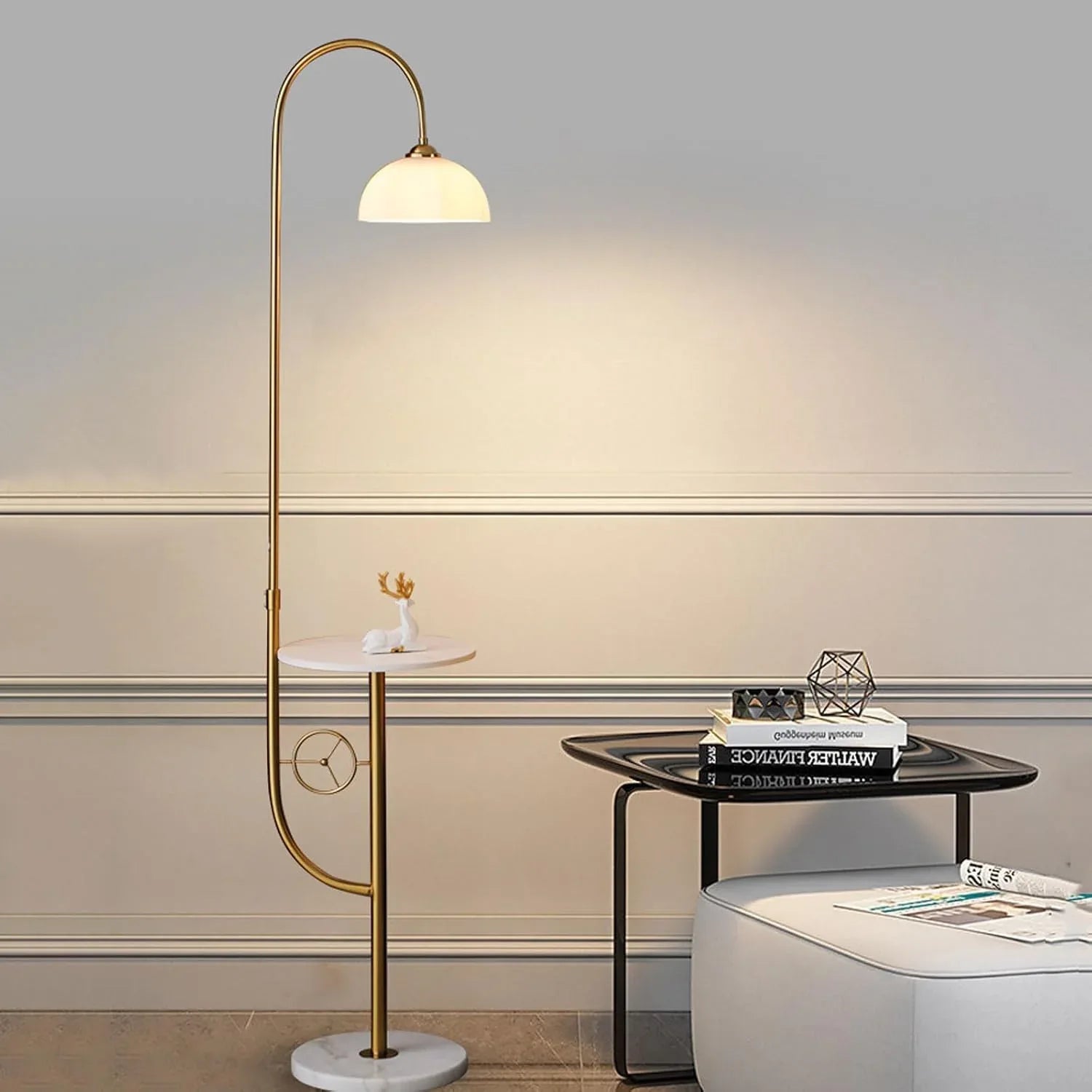 Audara-Simple with Coffee Table Living Room Floor Lamp E26 Single Light Source Tri-Color Dimming Metal Standing Lamp Study Room Bedroom Model House Torchiere Villa Rural Cafe Lighting Fixture