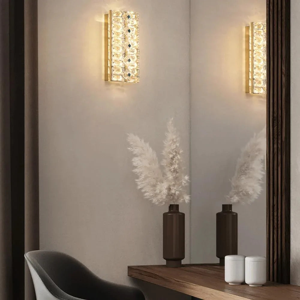 Audara-Modern Minimalist Wall Lamp Bedroom Bedside Ambience Sense Wall Lights Italian Light Luxury Crystal Sconces Scandinavian Background Wall Living Room Decorative Mounted Lighting Fixture