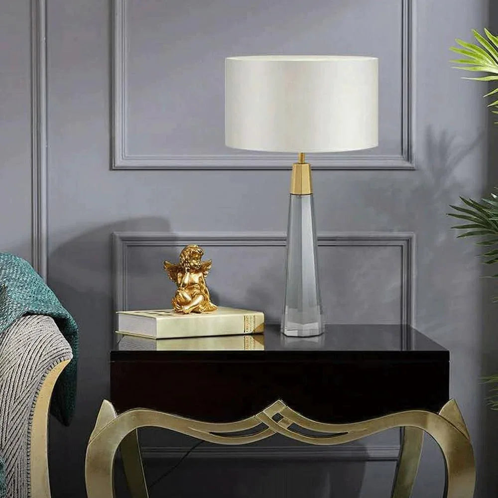 Audara-Postmodern Luxury Living Room Hotel Front Desk Light Simple White Fabric Crystal Desk Lamp Personalised Sample Room Sofa Corner Table Lamp Mall Club Decoration Lighting Fixture