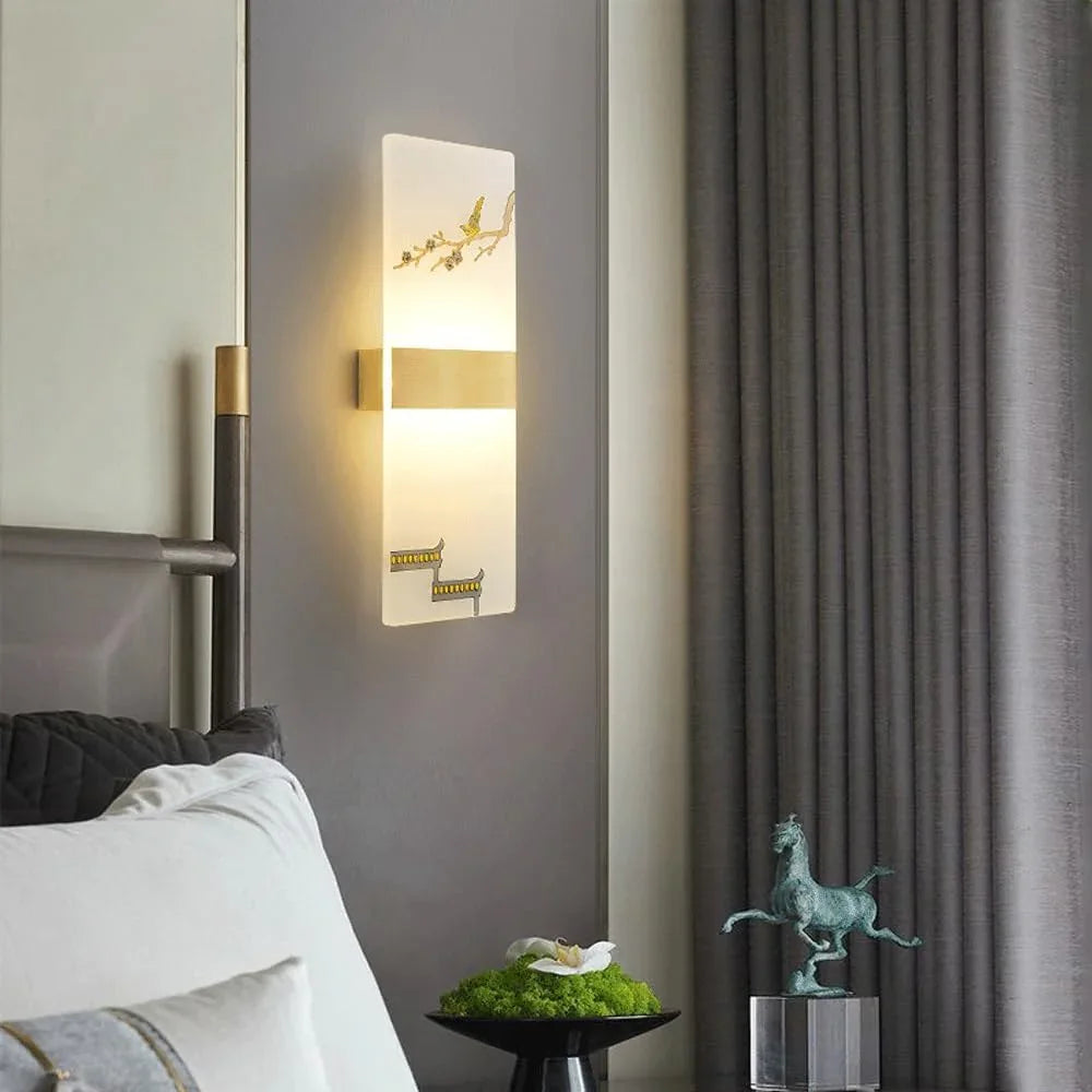 Audara-New Chinese Style Full Copper Wall Lamp Creative Bedside Enamel Color Wall Lights Living Room Study Room Staircase Sconces Modern Simple Entrance Mounted Lighting Fixture