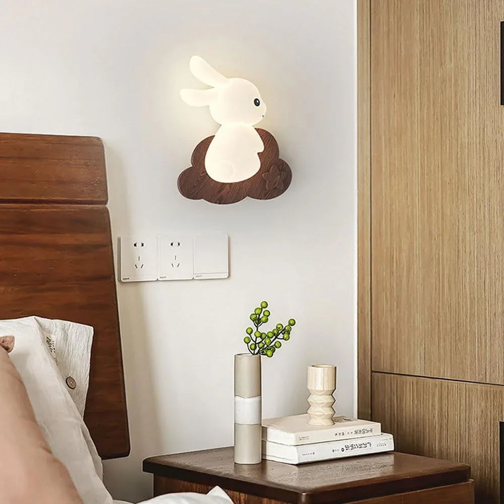 Audara-Nordic Log Full Spectrum Eye Protection Wall Lamp Cartoon Kids Bedroom Bedside Study Wall Lights 12in Living Room Corridor Entrance Wall Sconces Suitable For Welfare Home Kindergarten Lighting Fixture