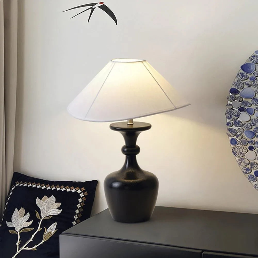 Audara-Romantic French Fabric Solid Wood Desk Light Warm and Natural Study Room Bedroom Bedside Desk Lamp Living Room Counter Tea House Table Lamp Club Bar Library Decoration Lighting Fixture