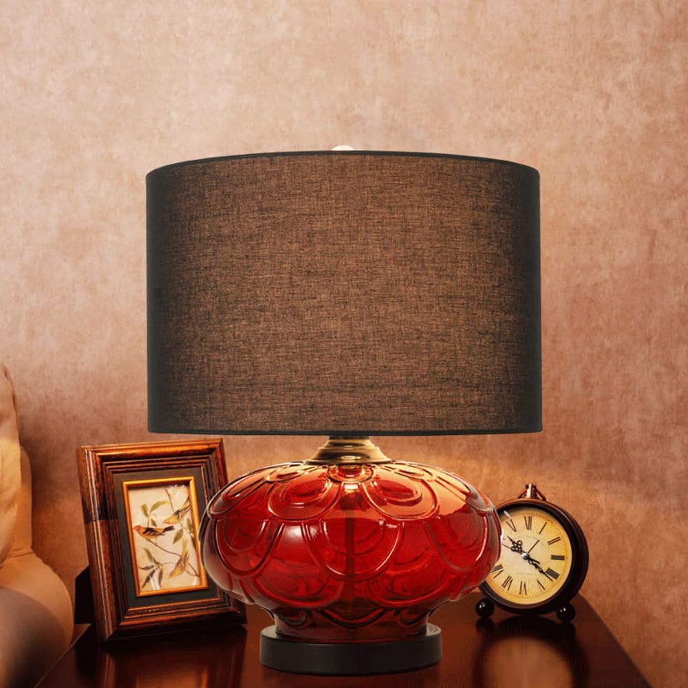 Audara-Modern Simple Bedroom Bedside Desk Light European Glass Fabric Desk Lamp Living Room Study Apartment Table Lamp Villa Model House Farmhouse Restaurant Showroom Lighting Fixture