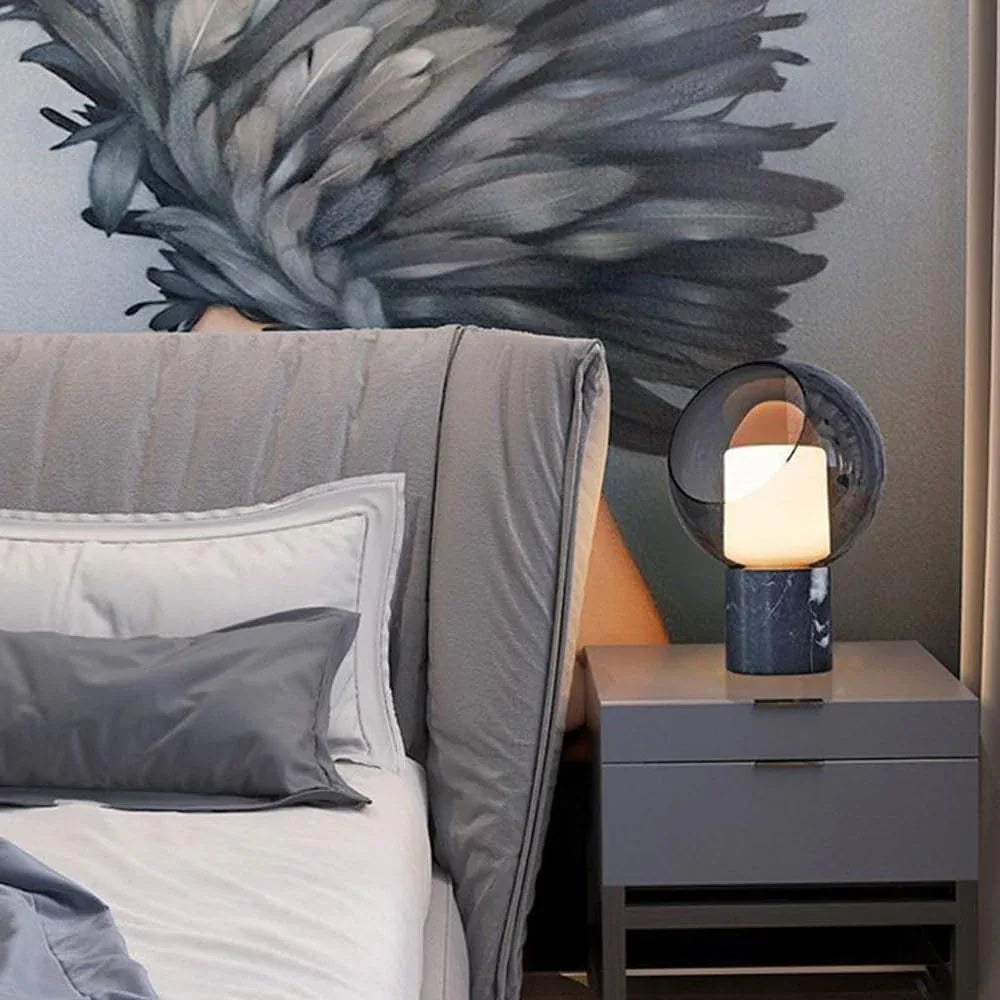 Audara-Simple Luxury Hotel Living Room Sofa Desk Light Postmodern Creative Marble Glass Desk Lamp Villa Restaurant Model House Backdrop Lighting Fixture Study Room Bedroom Table Lamp