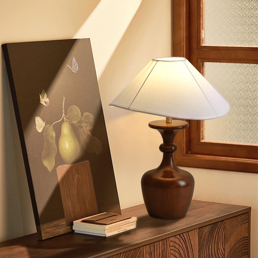 Audara-Romantic French Fabric Solid Wood Desk Light Warm and Natural Study Room Bedroom Bedside Desk Lamp Living Room Counter Tea House Table Lamp Club Bar Library Decoration Lighting Fixture
