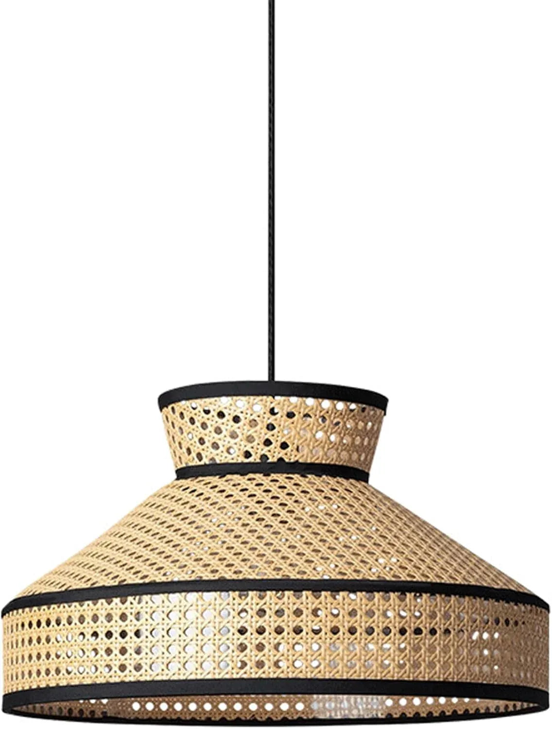 Audara-18in Woven Rattan Pendant Light Bohemian & Wabi-Sabi Style Multi-Functional Ceiling Light Fixture Suitable for Bedrooms, Hotels, Study Rooms, Dining Areas, Entryways & More Retro Lamp