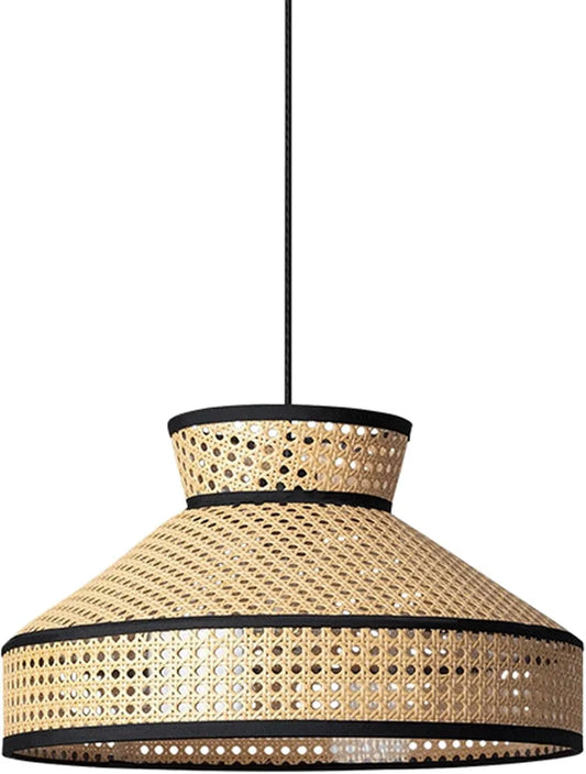 Audara-18in Woven Rattan Pendant Light Bohemian & Wabi-Sabi Style Multi-Functional Ceiling Light Fixture Suitable for Bedrooms, Hotels, Study Rooms, Dining Areas, Entryways & More Retro Lamp