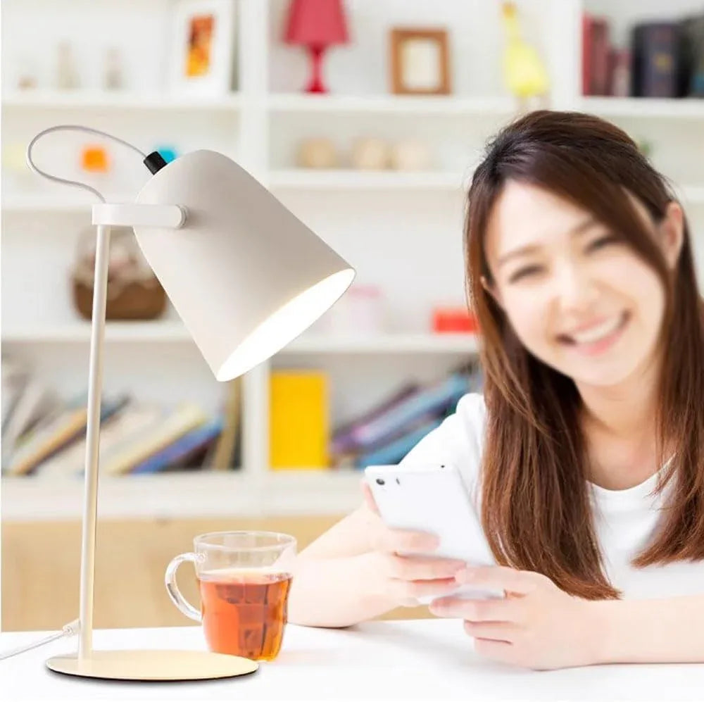 Audara-Scandinavian Simple Bedroom Study Office Desk Light Creative Warm Adjustable Angle Metal Desk Lamp Living Room Couch Side Dormitory Table Lamp Shop Workstation Macaron Lighting Fixture