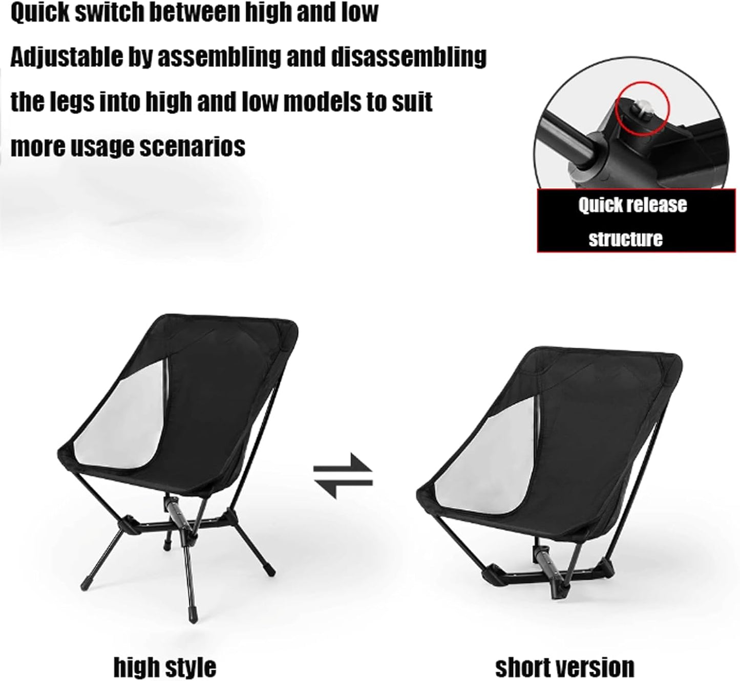 Audara-Lightweight and Comfortable Black Beach Chair Outdoor Camping Aluminum Alloy Ultra-Lightweight Dual-Purpose Folding Chair Khaki Suitable for Mountaineering and Hiking Camping Multi-Color Avail