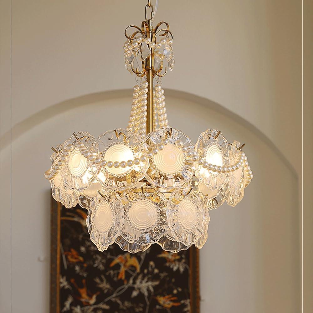 Audara-20-inch Crystal Chandeliers Round-Shaped European Modern Chandeliers Suitable for Living Rooms, Bedrooms, Studies, Dining Rooms, Hotels, Kitchens, and Island Ceiling Lights