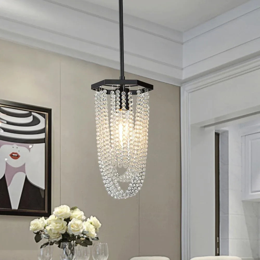 Audara-Crystal Pendant Light, A Modern and Understated Luxury Style 7-inch Pendant Lamp, Suitable for Various Lighting Scenarios Such As Bedrooms, Dining Rooms, Entryways, and Kitchen Islands