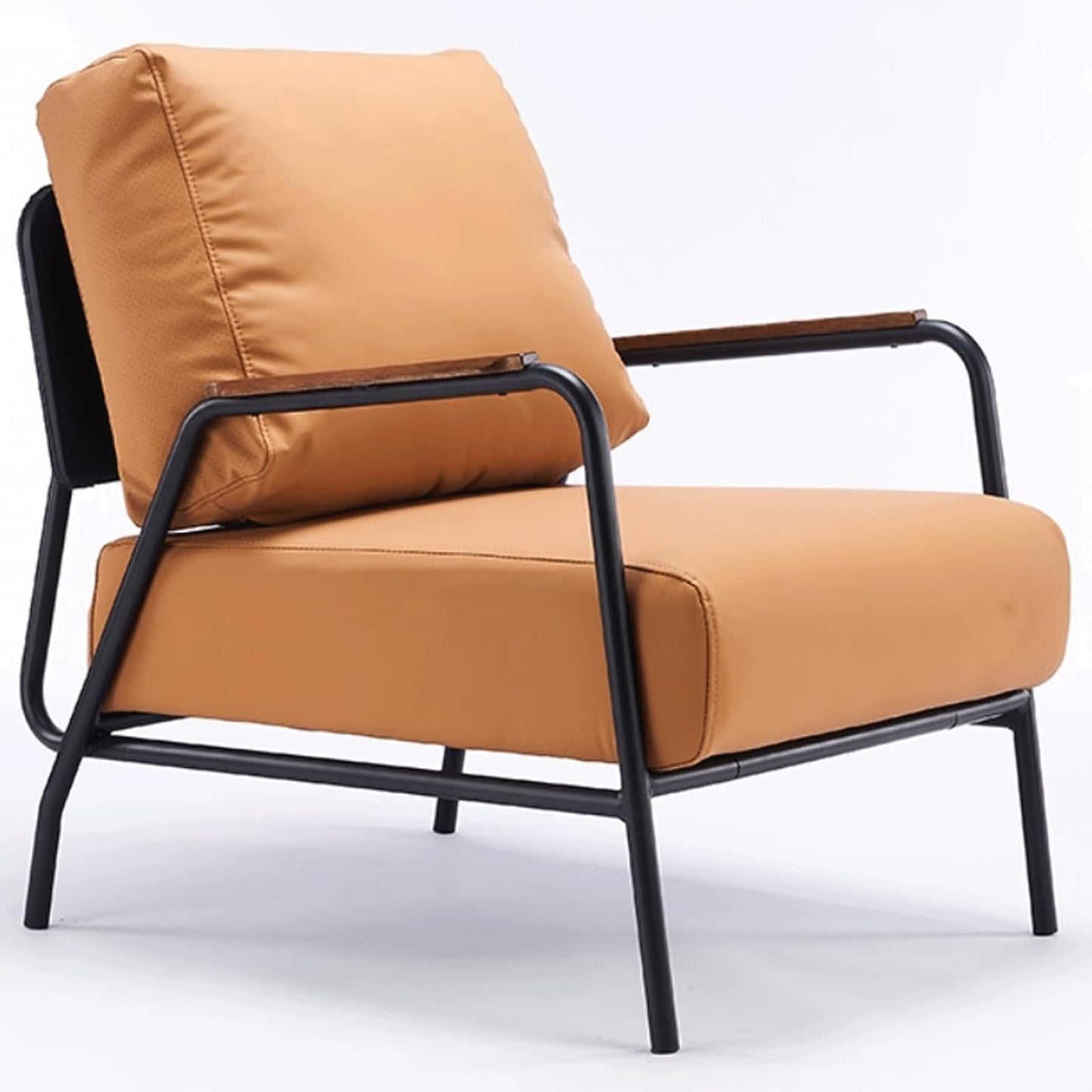 Audara-33 inch Leisure backrest Sofa Chair, Single Bench Orange Wooden armrest Oversized Accent Chair, Detachable backrest Design, Metal Frame, Suitable for Living Room, Bedroom, Reading Room