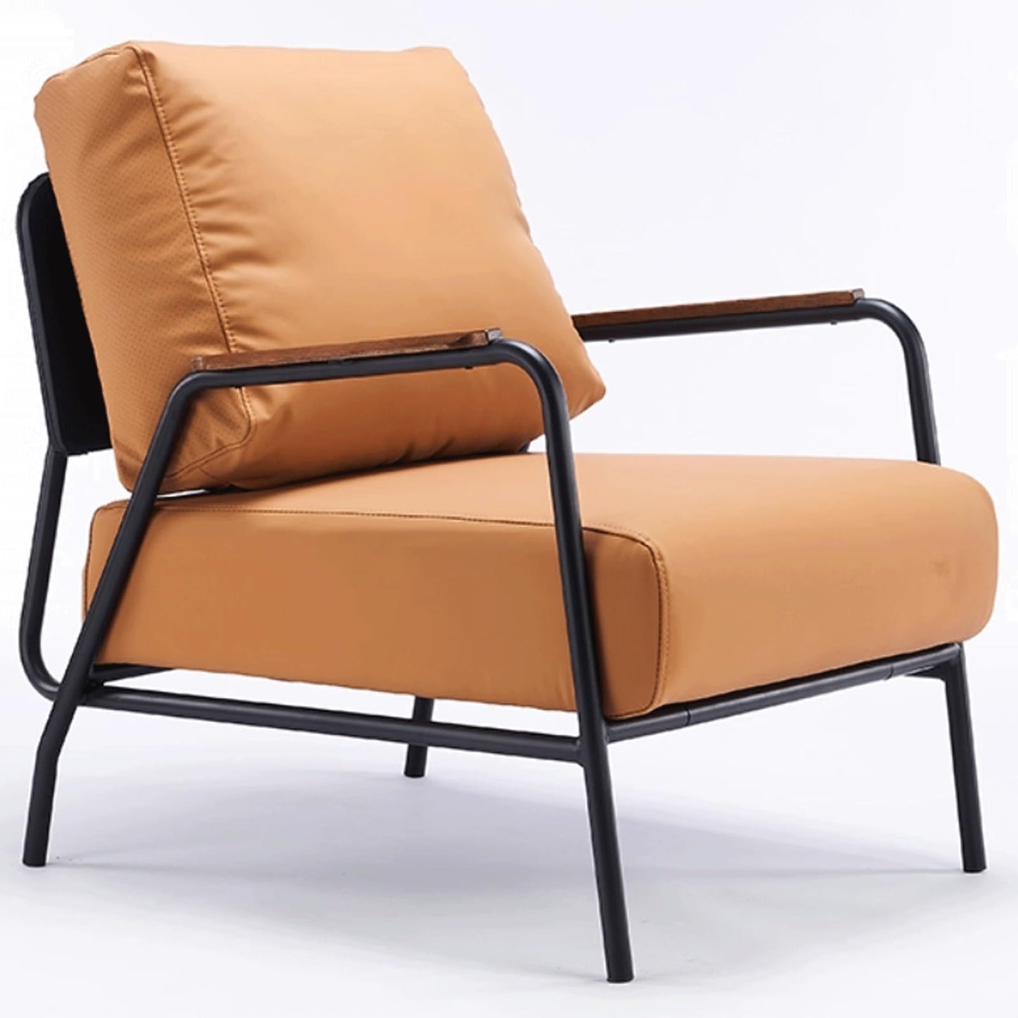 Audara-33 inch Leisure backrest Sofa Chair, Single Bench Orange Wooden armrest Oversized Accent Chair, Detachable backrest Design, Metal Frame, Suitable for Living Room, Bedroom, Reading Room