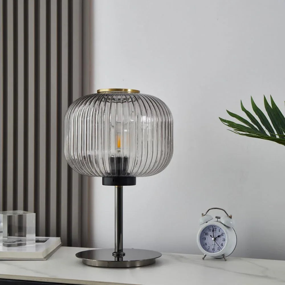 Audara-Postmodern Creative Bed Bedroom Study Desk Light Coffee Shop Hotel Front Desk Decoration Desk Lamp Art Classic Striped Glass Table Lamp Office Apartment Restaurant Coffee Shop Lighting Fixture